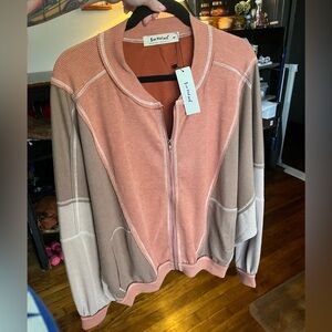 NWT Three Bird Nest Orange/Brown/Beige Color Block Jacket